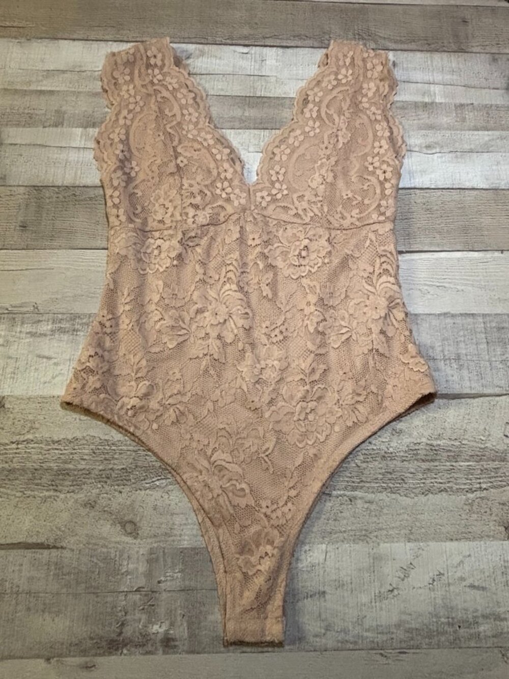 Lace Bodysuit – Nude/Blush – Size Small